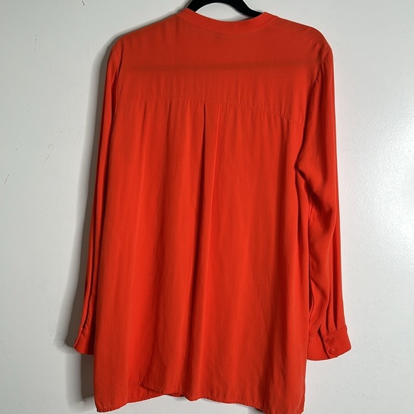 Eileen fisher orange coral slik button down tunic size medium - Picture 4 of 7